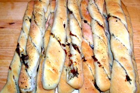 Pile of Sun-dried Tomato Basil Breadsticks